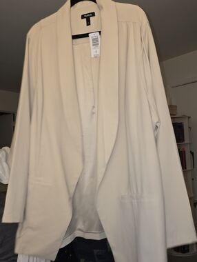 torrid Light Beige Open-Front Draped Blazer Jacket